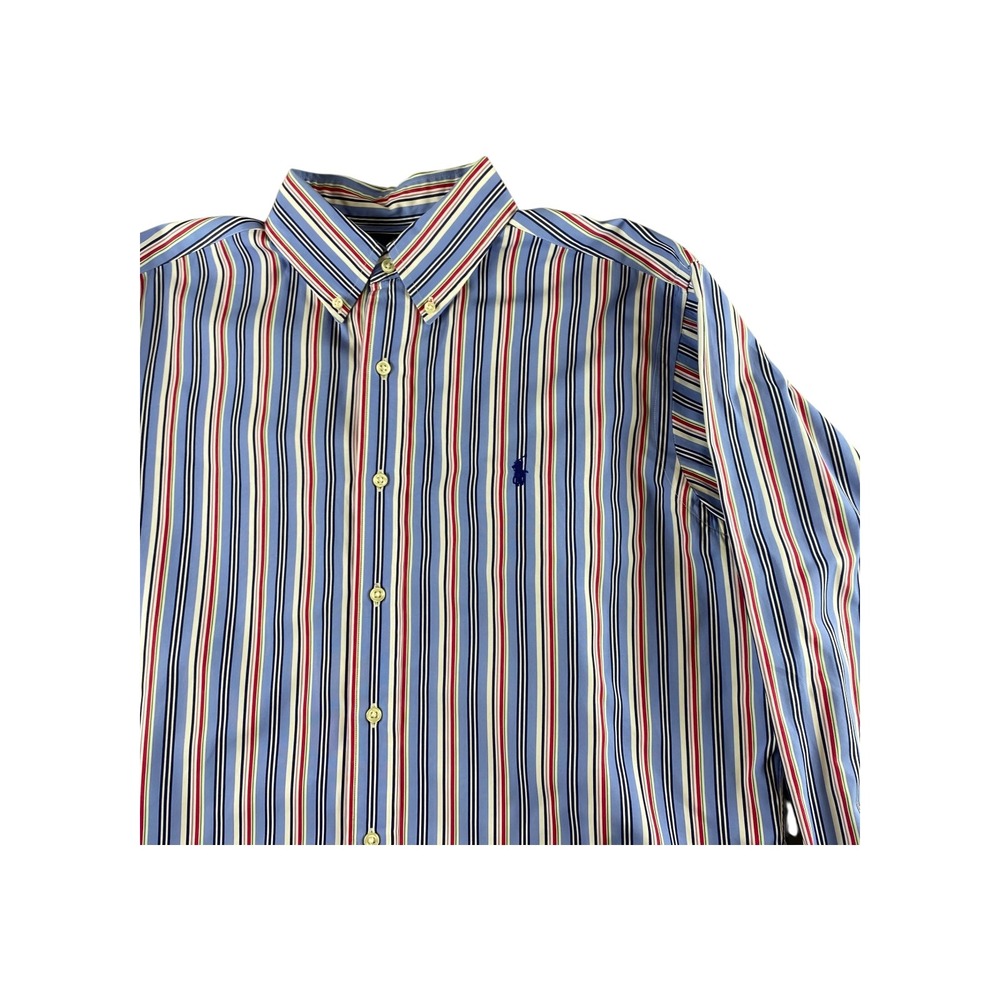 Ralph Lauren Classic Fit‎ Striped Button Down Shirt Men's L Blue Red White